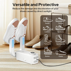 Electric Shoe Dryer, Shoe Dryer With Timer Function 120 Minutes, UV Lamp Shoe Dryer, Foldable Design For Gloves, Caps, Socks, Ski Shoes