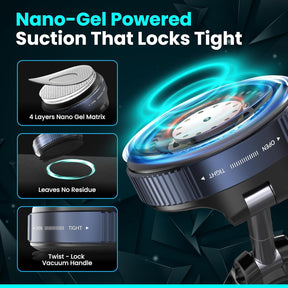 360° Vacuum Magnetic Car Phone Mount, Strong Suction Holder, Universal (Pro Black)