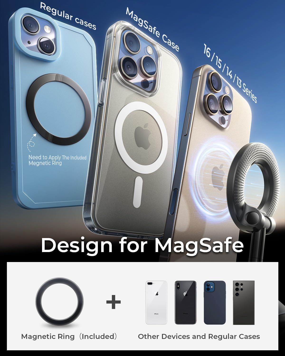 360° Vacuum Magnetic Car Phone Mount, Strong Suction Holder, Universal (Pro Black)