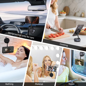 360° Vacuum Magnetic Car Phone Mount, Strong Suction Holder, Universal (Pro Black)