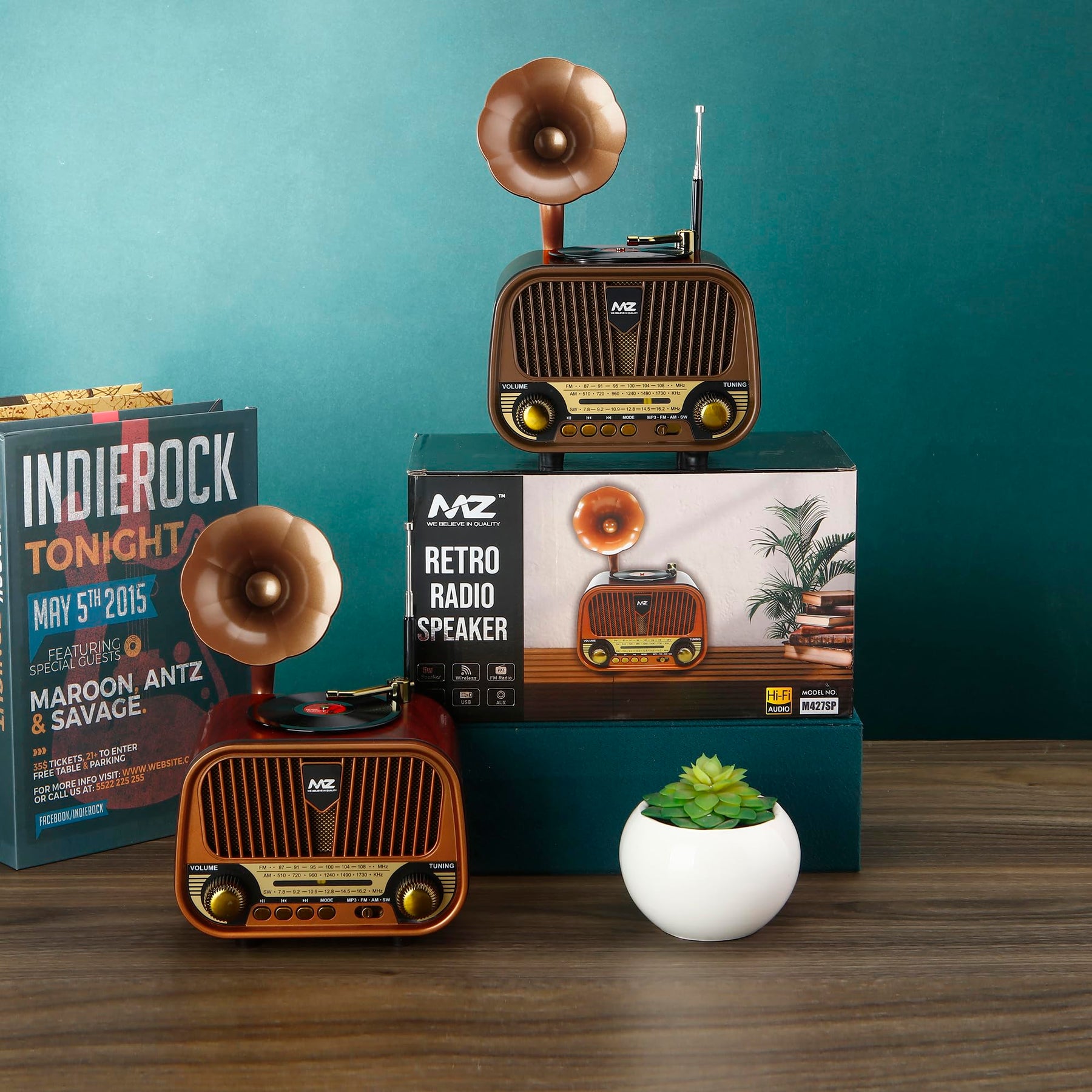 MZ M427SP (Retro Radio Speaker) Multi-Functional Features with High Power & 5W Power with 1500mAh Battery